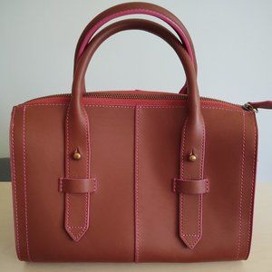 Joy Gryson leather Satchel with hot pink stitching